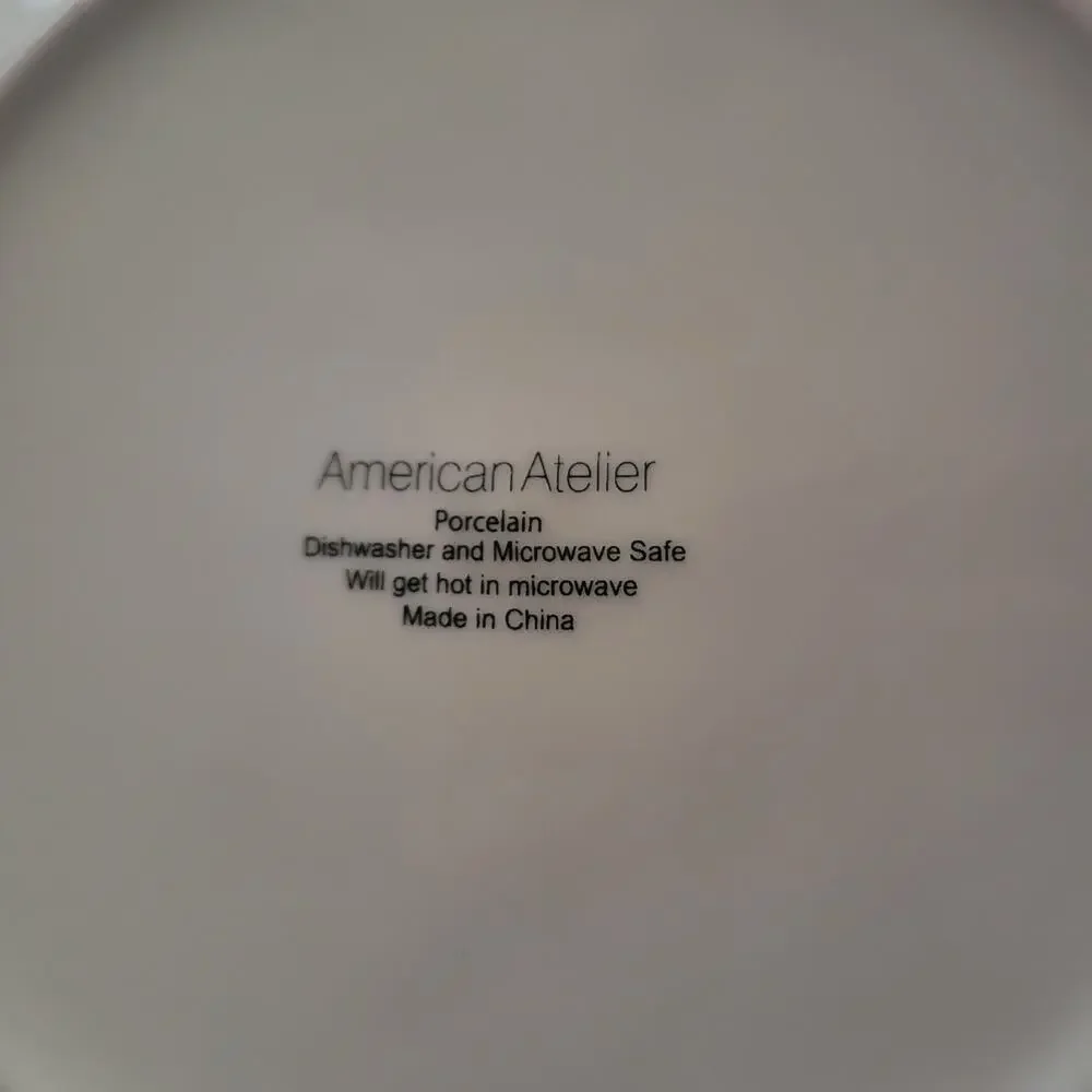 American Atelier Salad Plates Christmas Bulbs‎ and Presents Porcelain Set of two
